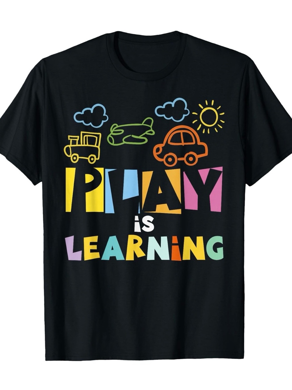 Teacher Black "Play is Learning" Graphic T‑Shirt